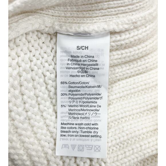 J Crew Turtleneck Poncho Sweater Short Sleeve Ivory Merino Wool Blend Size Small - Picture 7 of 8